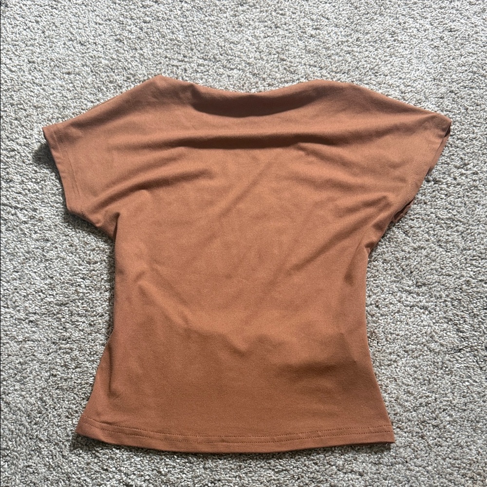 SHEIN Tan Short Sleeve Women's Tee